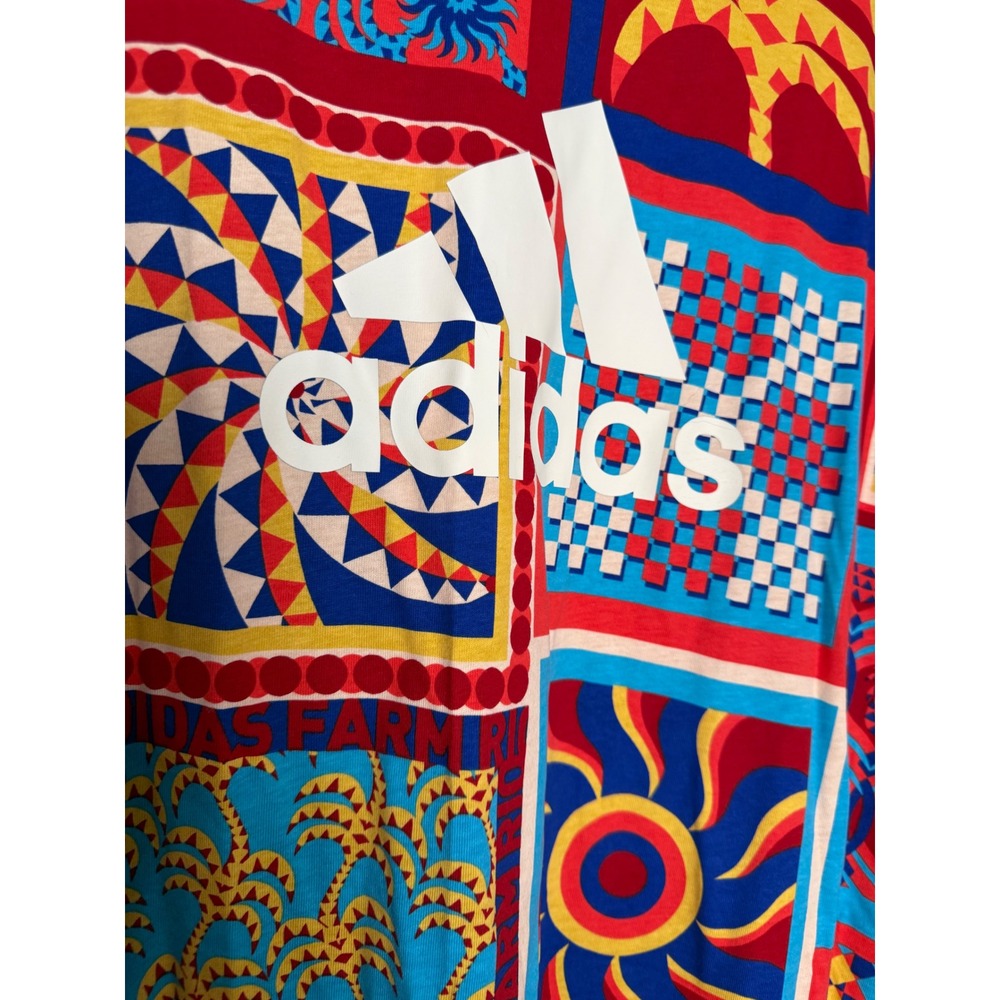 Adidas x Farm Rio Slim t-shirt Dress colorful tripical bright patterned - Picture 12 of 13